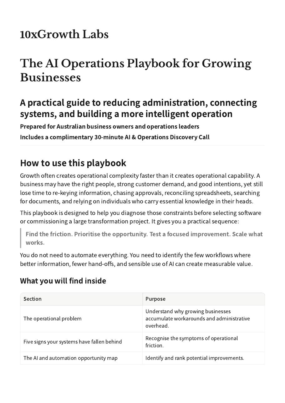 10xGrowth Labs AI Operations Playbook cover