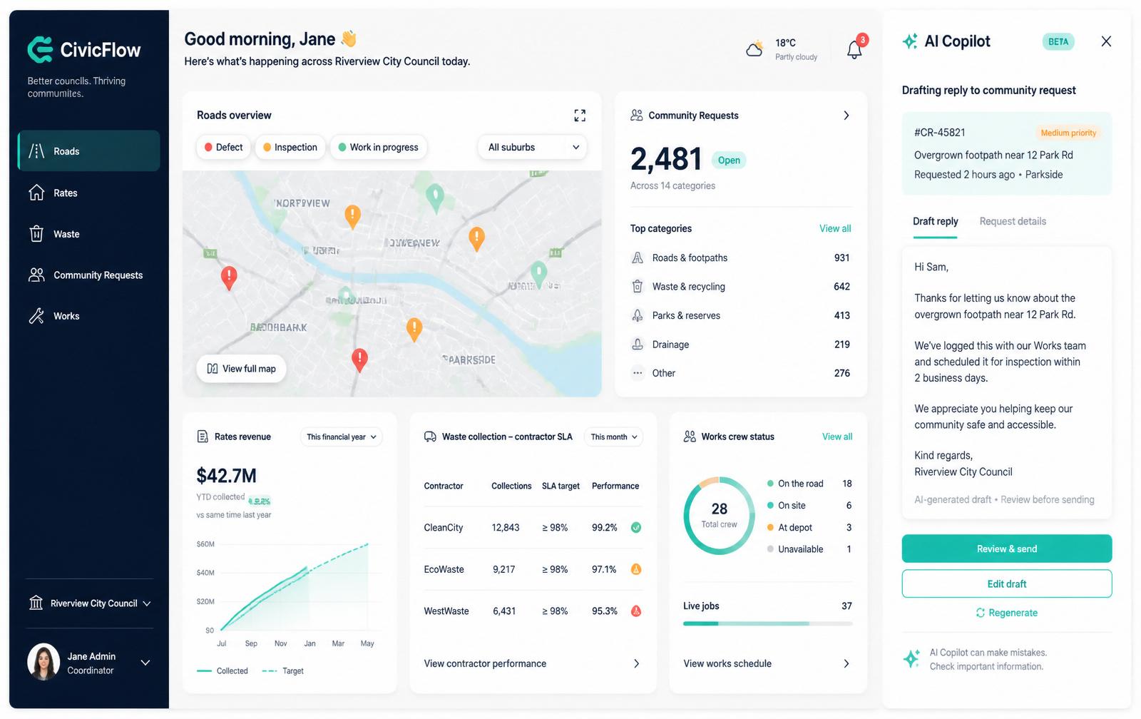 CivicFlow™ product interface