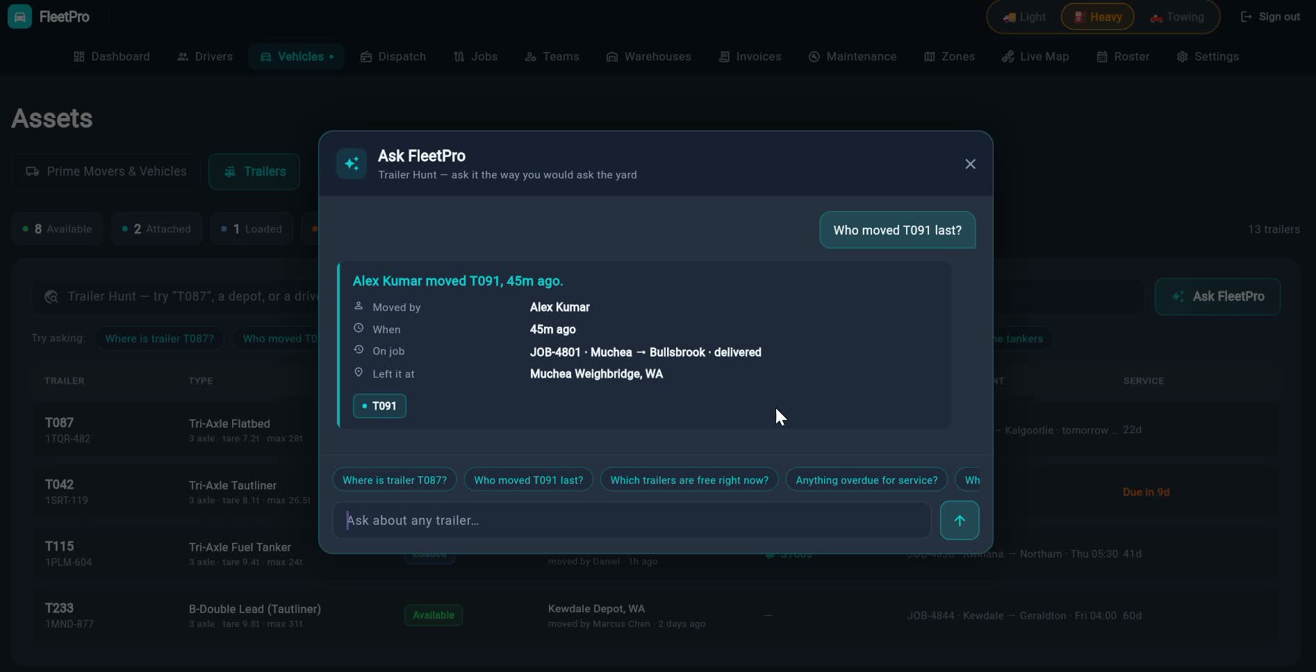 Ask FleetPro — AI agent